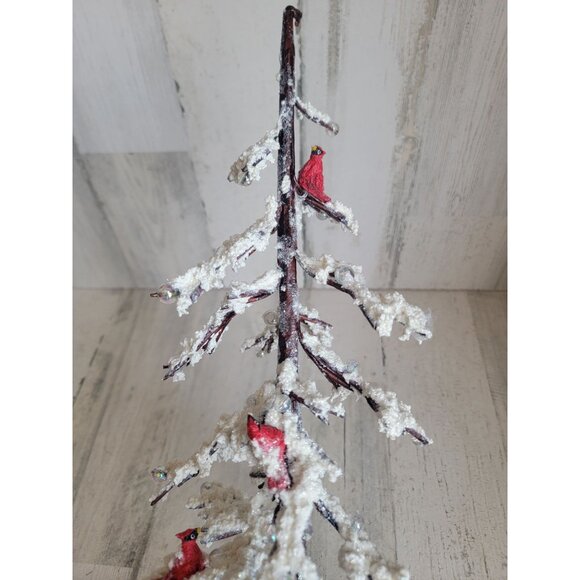 Large red cardinal bird frosted ice tree home decor xmas - Picture 5 of 6
